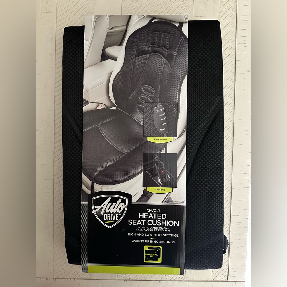 Auto Drive Black Heated Seat Cushion
